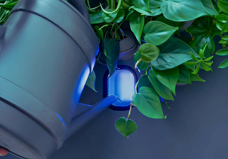 Water being added to a Biome living wall reservoir
